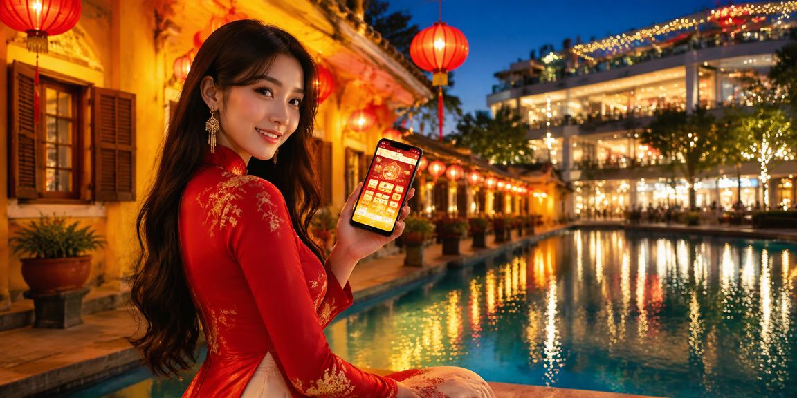 Người dùng dùng ứng dụng casino 944 trên điện thoại tại Hội An